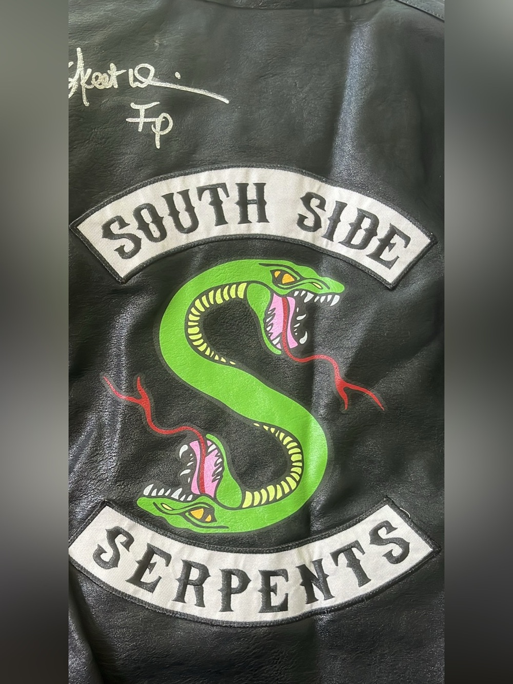 South Side Serpents SIGNED Reptile-Themed Black Jacket with Green Snake Graphic